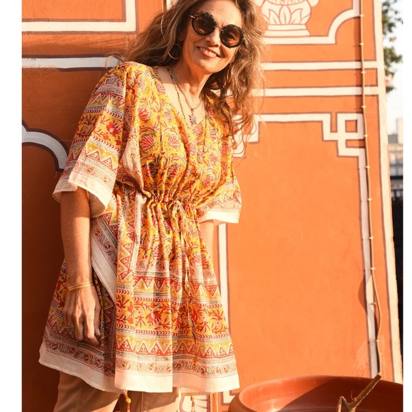 PAX PHILOMENA Sedona Short Kaftan Boho Cover Up One Size - Picture 9 of 9